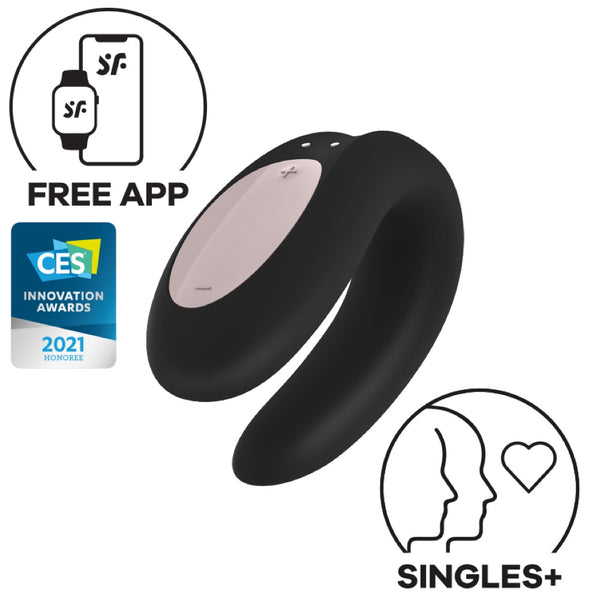 Double Joy Connect App Partner Vibrator - Black