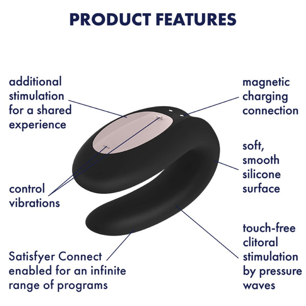 Double Joy Connect App Partner Vibrator - Black