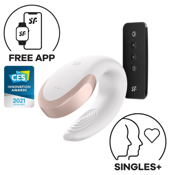 Double Love Connect App Luxury Partner Vibrator - White