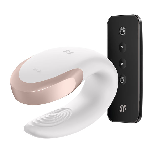 Double Love Connect App Luxury Partner Vibrator - White