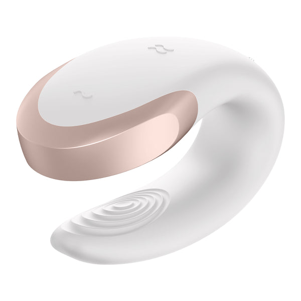 Double Love Connect App Luxury Partner Vibrator - White