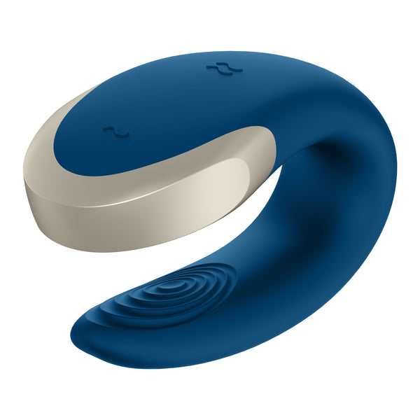 Double Love Connect App Luxury Partner Vibrator - Blue