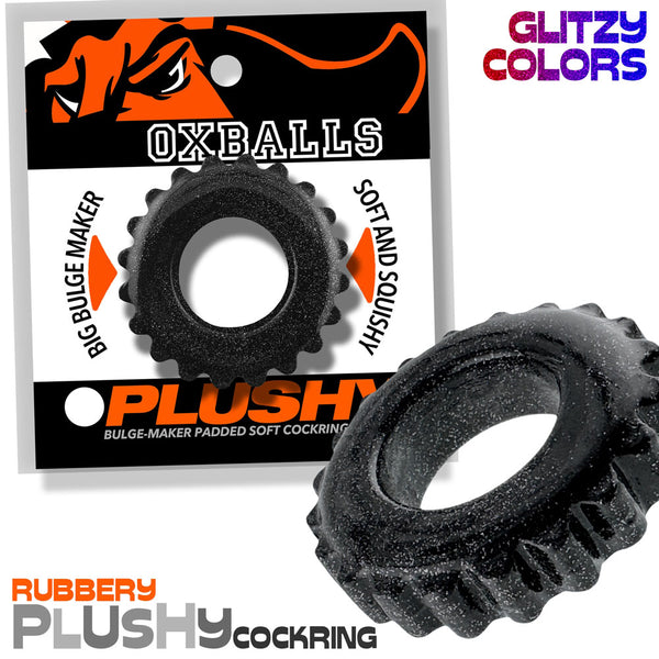 PLUSHY flexTPR™ Bulge-Maker Padded Cockring - Black Mica