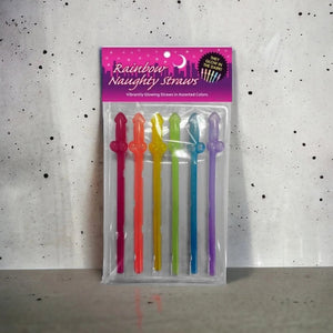 Glow-in-the-Dark Rainbow Naughty Straws - 6 Pack