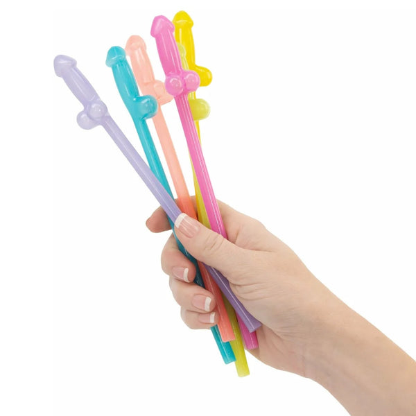 Glow-in-the-Dark Rainbow Naughty Straws - 6 Pack