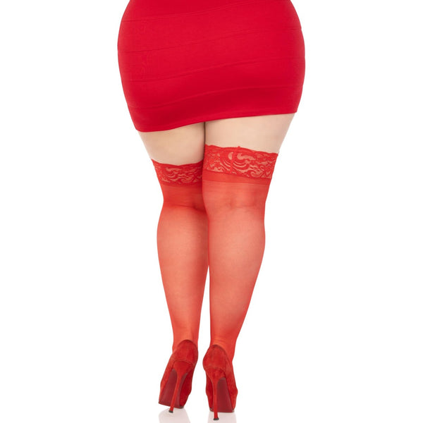 Leg Avenue Plus Size Nora Thigh High Stockings - Red - Extreme Toyz Singapore - https://extremetoyz.com.sg - Sex Toys and Lingerie Online Store - Bondage Gear / Vibrators / Electrosex Toys / Wireless Remote Control Vibes / Sexy Lingerie and Role Play / BDSM / Dungeon Furnitures / Dildos and Strap Ons &nbsp;/ Anal and Prostate Massagers / Anal Douche and Cleaning Aide / Delay Sprays and Gels / Lubricants and more...