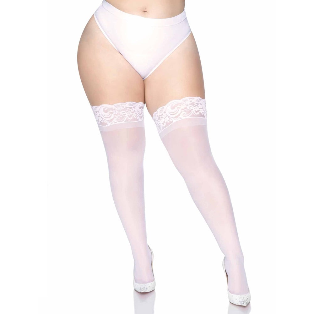 Leg Avenue Plus Size Nora Thigh High Stockings - White - Extreme Toyz Singapore - https://extremetoyz.com.sg - Sex Toys and Lingerie Online Store - Bondage Gear / Vibrators / Electrosex Toys / Wireless Remote Control Vibes / Sexy Lingerie and Role Play / BDSM / Dungeon Furnitures / Dildos and Strap Ons &nbsp;/ Anal and Prostate Massagers / Anal Douche and Cleaning Aide / Delay Sprays and Gels / Lubricants and more...