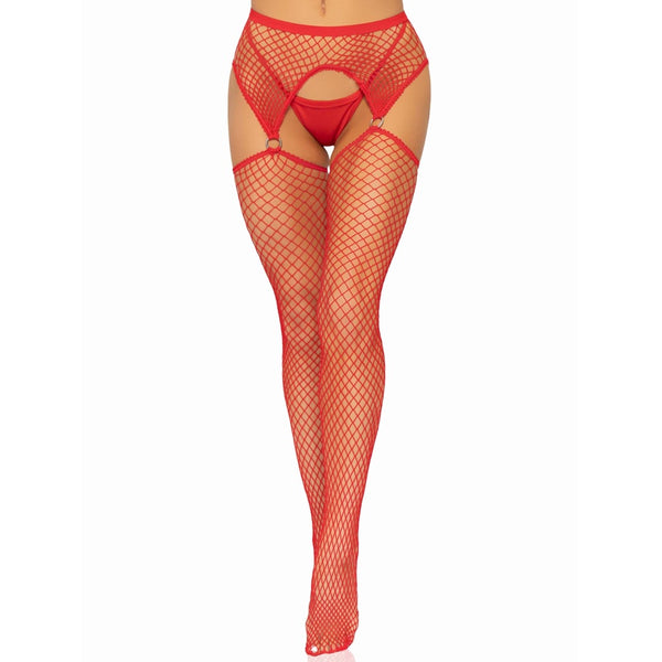 Leg Avenue Kya Net Garter Belt Stockings - Red - Extreme Toyz Singapore - https://extremetoyz.com.sg - Sex Toys and Lingerie Online Store - Bondage Gear / Vibrators / Electrosex Toys / Wireless Remote Control Vibes / Sexy Lingerie and Role Play / BDSM / Dungeon Furnitures / Dildos and Strap Ons &nbsp;/ Anal and Prostate Massagers / Anal Douche and Cleaning Aide / Delay Sprays and Gels / Lubricants and more...