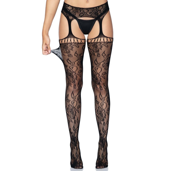 Leg Avenue Karina Lace Garter Belt Stockings - Extreme Toyz Singapore - https://extremetoyz.com.sg - Sex Toys and Lingerie Online Store - Bondage Gear / Vibrators / Electrosex Toys / Wireless Remote Control Vibes / Sexy Lingerie and Role Play / BDSM / Dungeon Furnitures / Dildos and Strap Ons &nbsp;/ Anal and Prostate Massagers / Anal Douche and Cleaning Aide / Delay Sprays and Gels / Lubricants and more...