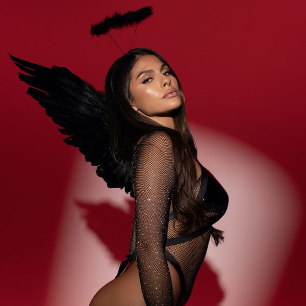 Leg Avenue Feather Angel Wings & Halo Accessory Kit - Black - Extreme Toyz Singapore - https://extremetoyz.com.sg - Sex Toys and Lingerie Online Store - Bondage Gear / Vibrators / Electrosex Toys / Wireless Remote Control Vibes / Sexy Lingerie and Role Play / BDSM / Dungeon Furnitures / Dildos and Strap Ons &nbsp;/ Anal and Prostate Massagers / Anal Douche and Cleaning Aide / Delay Sprays and Gels / Lubricants and more...