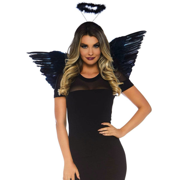 Leg Avenue Feather Angel Wings & Halo Accessory Kit - Black - Extreme Toyz Singapore - https://extremetoyz.com.sg - Sex Toys and Lingerie Online Store - Bondage Gear / Vibrators / Electrosex Toys / Wireless Remote Control Vibes / Sexy Lingerie and Role Play / BDSM / Dungeon Furnitures / Dildos and Strap Ons &nbsp;/ Anal and Prostate Massagers / Anal Douche and Cleaning Aide / Delay Sprays and Gels / Lubricants and more...