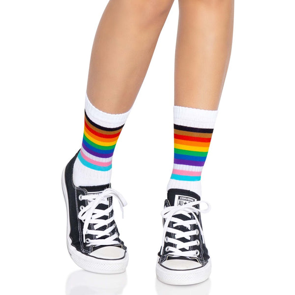 Leg Avenue Pride Crew Socks - Rainbow - Extreme Toyz Singapore - https://extremetoyz.com.sg - Sex Toys and Lingerie Online Store - Bondage Gear / Vibrators / Electrosex Toys / Wireless Remote Control Vibes / Sexy Lingerie and Role Play / BDSM / Dungeon Furnitures / Dildos and Strap Ons &nbsp;/ Anal and Prostate Massagers / Anal Douche and Cleaning Aide / Delay Sprays and Gels / Lubricants and more...