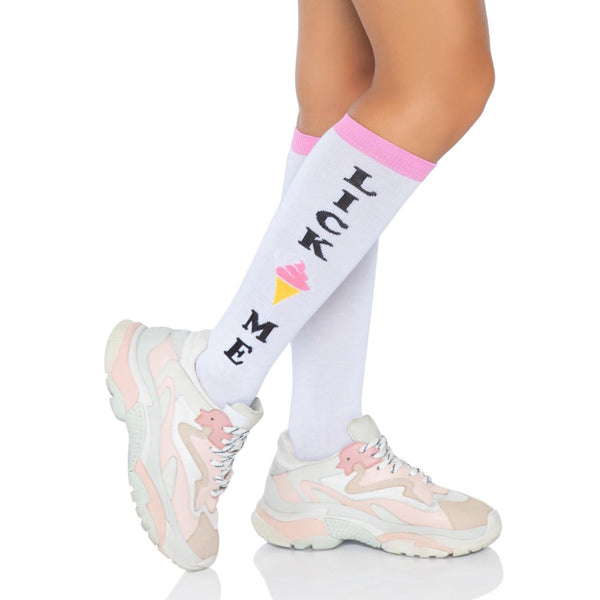 Leg Avenue Lick Me Knee Socks - Extreme Toyz Singapore - https://extremetoyz.com.sg - Sex Toys and Lingerie Online Store - Bondage Gear / Vibrators / Electrosex Toys / Wireless Remote Control Vibes / Sexy Lingerie and Role Play / BDSM / Dungeon Furnitures / Dildos and Strap Ons &nbsp;/ Anal and Prostate Massagers / Anal Douche and Cleaning Aide / Delay Sprays and Gels / Lubricants and more...