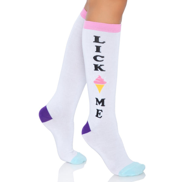 Leg Avenue Lick Me Knee Socks - Extreme Toyz Singapore - https://extremetoyz.com.sg - Sex Toys and Lingerie Online Store - Bondage Gear / Vibrators / Electrosex Toys / Wireless Remote Control Vibes / Sexy Lingerie and Role Play / BDSM / Dungeon Furnitures / Dildos and Strap Ons &nbsp;/ Anal and Prostate Massagers / Anal Douche and Cleaning Aide / Delay Sprays and Gels / Lubricants and more...