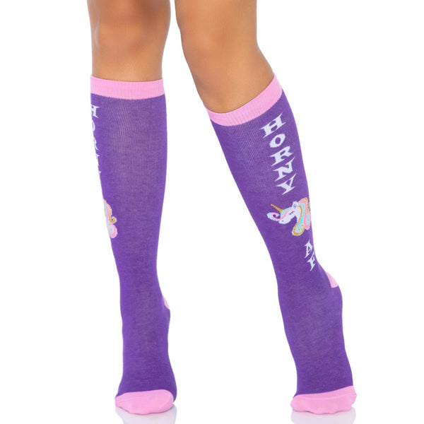 Leg Avenue Horny AF Knee Socks - Extreme Toyz Singapore - https://extremetoyz.com.sg - Sex Toys and Lingerie Online Store - Bondage Gear / Vibrators / Electrosex Toys / Wireless Remote Control Vibes / Sexy Lingerie and Role Play / BDSM / Dungeon Furnitures / Dildos and Strap Ons &nbsp;/ Anal and Prostate Massagers / Anal Douche and Cleaning Aide / Delay Sprays and Gels / Lubricants and more...