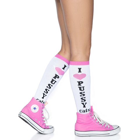 Leg Avenue Pussycat Knee High Socks - Extreme Toyz Singapore - https://extremetoyz.com.sg - Sex Toys and Lingerie Online Store - Bondage Gear / Vibrators / Electrosex Toys / Wireless Remote Control Vibes / Sexy Lingerie and Role Play / BDSM / Dungeon Furnitures / Dildos and Strap Ons &nbsp;/ Anal and Prostate Massagers / Anal Douche and Cleaning Aide / Delay Sprays and Gels / Lubricants and more...