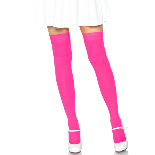 Luna Thigh High Stockings - Neon Pink