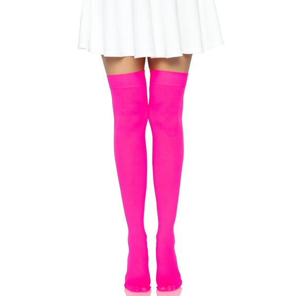 Luna Thigh High Stockings - Neon Pink