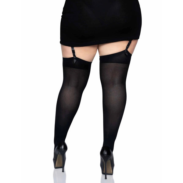Plus Size Luna Thigh High Stockings - Black