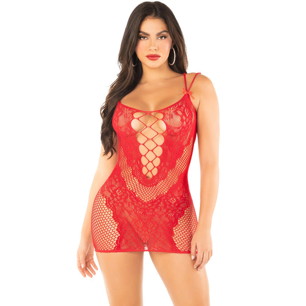 Desired Effect Lace Mini Dress - Red
