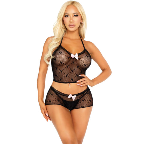 First Love Cami and Boy Short Set - Black