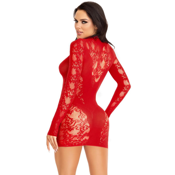 Cuff It Lace Mini Dress - Red