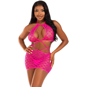 Leg Avenue Handle it Net Mini Dress - Neon Pink - Extreme Toyz Singapore - https://extremetoyz.com.sg - Sex Toys and Lingerie Online Store - Bondage Gear / Vibrators / Electrosex Toys / Wireless Remote Control Vibes / Sexy Lingerie and Role Play / BDSM / Dungeon Furnitures / Dildos and Strap Ons &nbsp;/ Anal and Prostate Massagers / Anal Douche and Cleaning Aide / Delay Sprays and Gels / Lubricants and more...