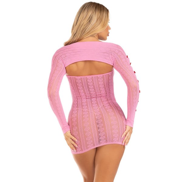 Sweet Temptation Tube Dress and Shrug Set - Pink