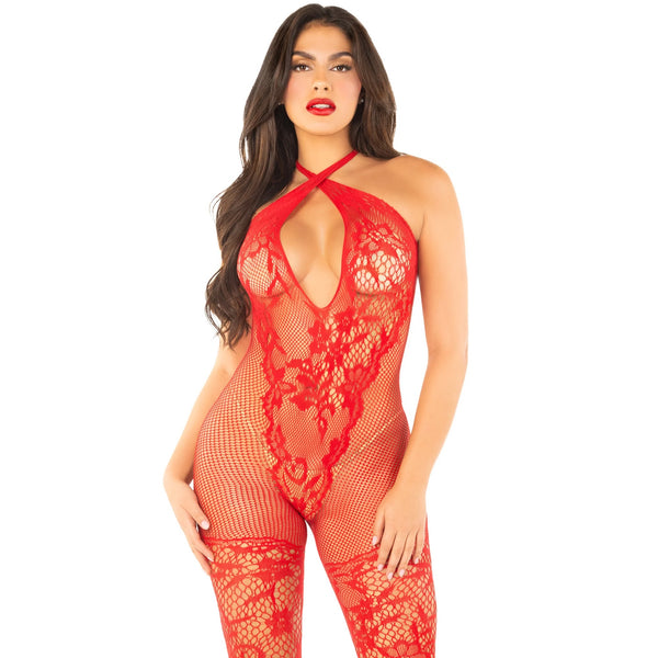 Pretty Persuasion Lace Bodystocking - Red