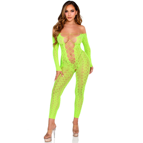 Flawless Vibes Python Bodystocking - Neon Green