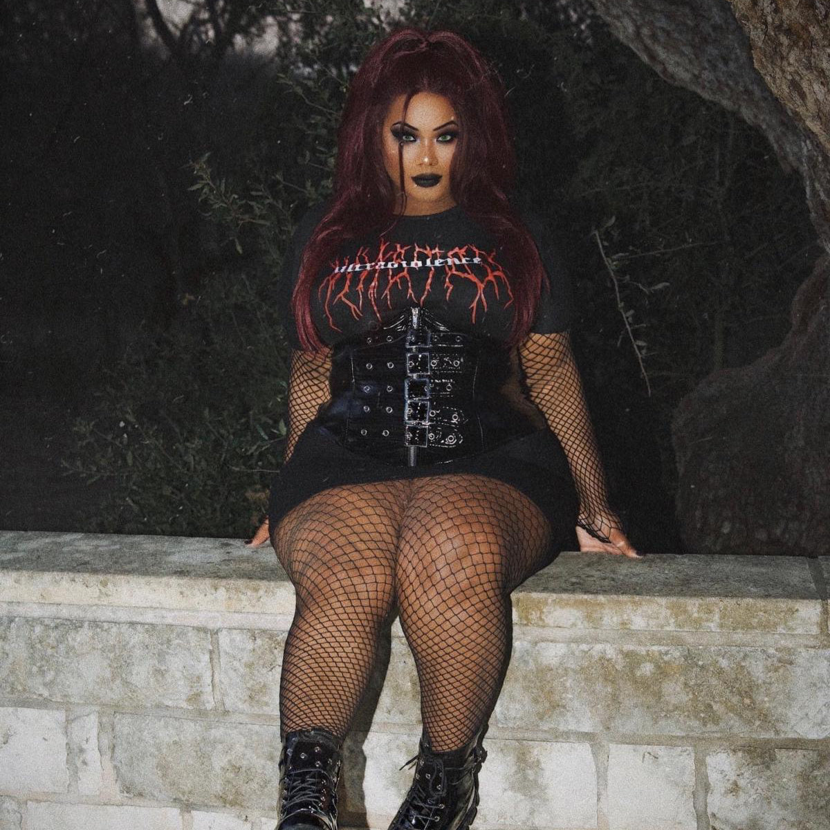 Plus Size Risa Nylon Fishnet Tights - Black