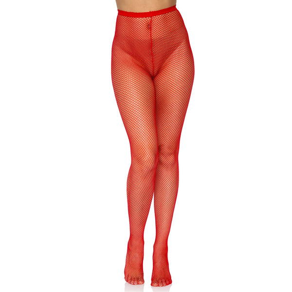 Risa Nylon Fishnet Tights - Red