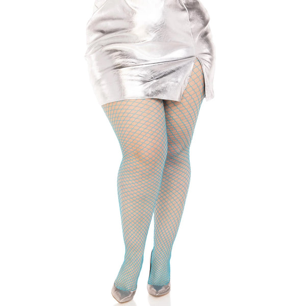 Plus Size Gaia Spandex Net Industrial Tights - Neon Blue