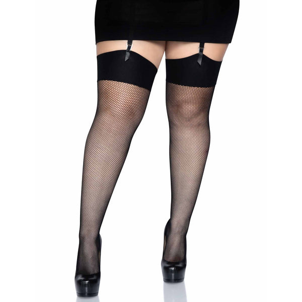 Plus Size Lucy Fishnet Thigh High Stockings