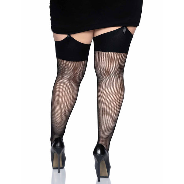 Plus Size Lucy Fishnet Thigh High Stockings