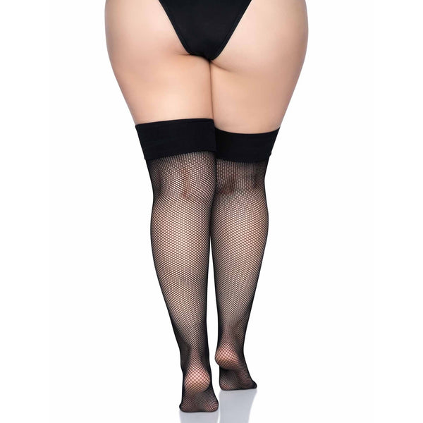 Plus Size Lucy Fishnet Thigh High Stockings