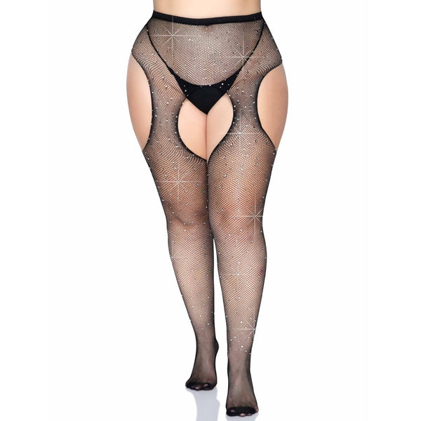 Leg Avenue Plus Size Casey Rhinestone Fishnet Pantyhose - Extreme Toyz Singapore - https://extremetoyz.com.sg - Sex Toys and Lingerie Online Store - Bondage Gear / Vibrators / Electrosex Toys / Wireless Remote Control Vibes / Sexy Lingerie and Role Play / BDSM / Dungeon Furnitures / Dildos and Strap Ons &nbsp;/ Anal and Prostate Massagers / Anal Douche and Cleaning Aide / Delay Sprays and Gels / Lubricants and more...