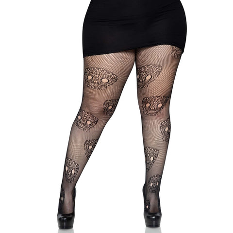 Leg Avenue Plus Size Calavera Lace Skull Tights - Extreme Toyz Singapore - https://extremetoyz.com.sg - Sex Toys and Lingerie Online Store - Bondage Gear / Vibrators / Electrosex Toys / Wireless Remote Control Vibes / Sexy Lingerie and Role Play / BDSM / Dungeon Furnitures / Dildos and Strap Ons &nbsp;/ Anal and Prostate Massagers / Anal Douche and Cleaning Aide / Delay Sprays and Gels / Lubricants and more...