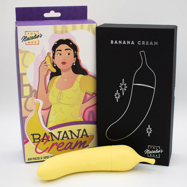 Natalie's Toy Box Banana Cream Air Pulse & G-Spot Vibrator - Extreme Toyz Singapore - https://extremetoyz.com.sg - Sex Toys and Lingerie Online Store - Bondage Gear / Vibrators / Electrosex Toys / Wireless Remote Control Vibes / Sexy Lingerie and Role Play / BDSM / Dungeon Furnitures / Dildos and Strap Ons &nbsp;/ Anal and Prostate Massagers / Anal Douche and Cleaning Aide / Delay Sprays and Gels / Lubricants and more...