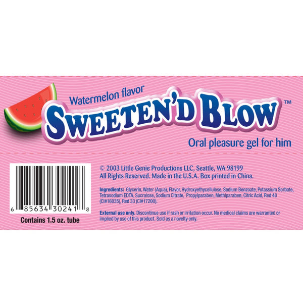 Little Genie Sweeten’d Blow Watermelon Oral Pleasure Gel - 1.5 oz. - Extreme Toyz Singapore - https://extremetoyz.com.sg - Sex Toys and Lingerie Online Store - Bondage Gear / Vibrators / Electrosex Toys / Wireless Remote Control Vibes / Sexy Lingerie and Role Play / BDSM / Dungeon Furnitures / Dildos and Strap Ons &nbsp;/ Anal and Prostate Massagers / Anal Douche and Cleaning Aide / Delay Sprays and Gels / Lubricants and more...