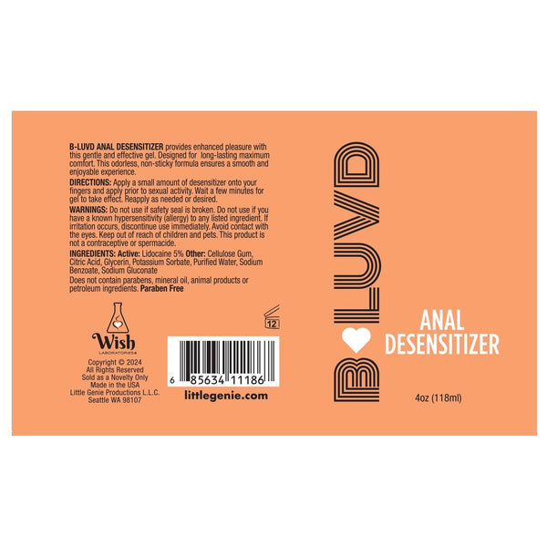 B-Luvd Anal Desensitizing Lubricant - 4 oz.