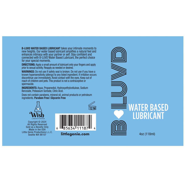 B-Luvd Water-Based Lubricant - 4 oz.