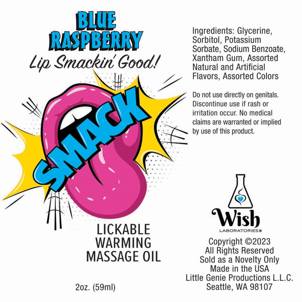 Little Genie Smack Blue Raspberry Warming & Lickable Massage Oil - 2 oz. - Extreme Toyz Singapore - https://extremetoyz.com.sg - Sex Toys and Lingerie Online Store - Bondage Gear / Vibrators / Electrosex Toys / Wireless Remote Control Vibes / Sexy Lingerie and Role Play / BDSM / Dungeon Furnitures / Dildos and Strap Ons &nbsp;/ Anal and Prostate Massagers / Anal Douche and Cleaning Aide / Delay Sprays and Gels / Lubricants and more...