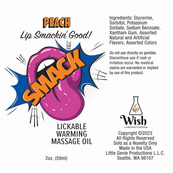 Little Genie Smack Peach Warming & Lickable Massage Oil - 2 oz. - Extreme Toyz Singapore - https://extremetoyz.com.sg - Sex Toys and Lingerie Online Store - Bondage Gear / Vibrators / Electrosex Toys / Wireless Remote Control Vibes / Sexy Lingerie and Role Play / BDSM / Dungeon Furnitures / Dildos and Strap Ons &nbsp;/ Anal and Prostate Massagers / Anal Douche and Cleaning Aide / Delay Sprays and Gels / Lubricants and more...