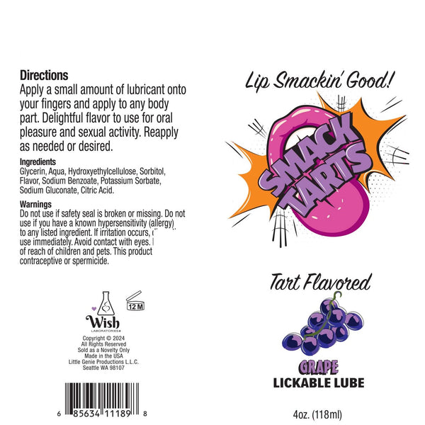 Smack Tarts Grape Lickable Lubricant - 4 oz.