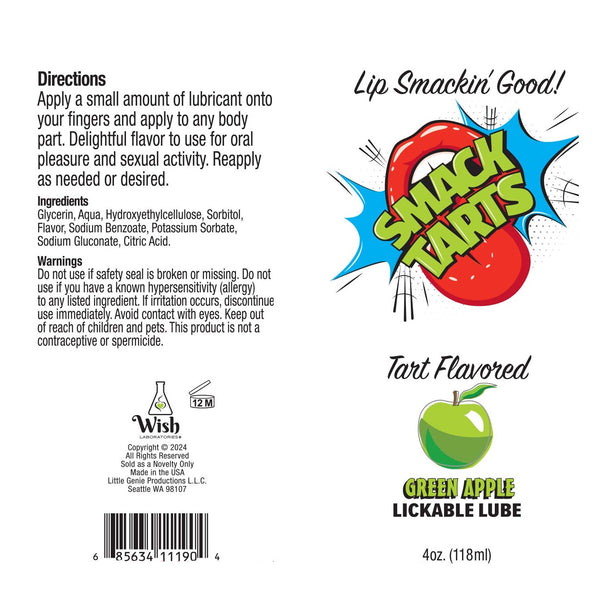 Smack Tarts Green Apple Lickable Lubricant - 4 oz.