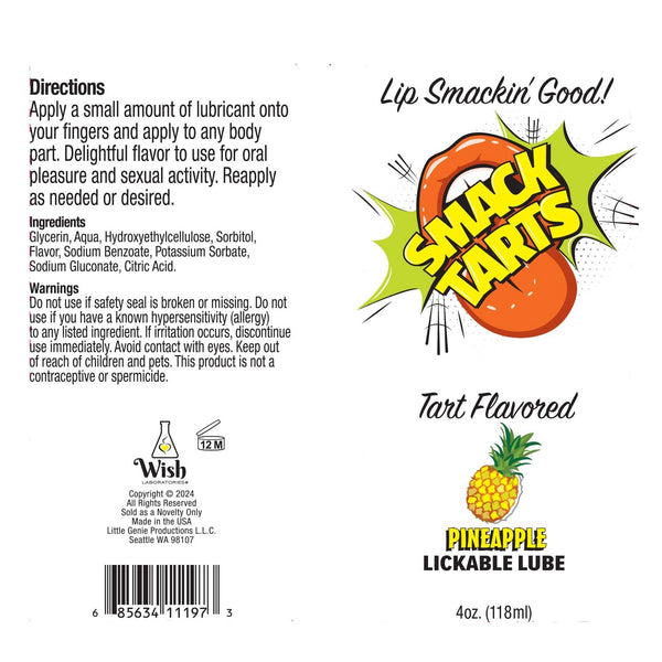 Smack Tarts Pineapple Lickable Lubricant - 4 oz.