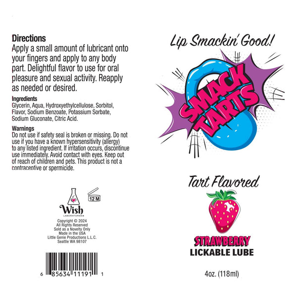 Smack Tarts Strawberry Lickable Lubricant - 4 oz.