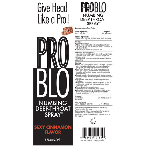 Pro Blo Sexy Cinnamon Numbing Deep-Throat Spray - 1 oz.