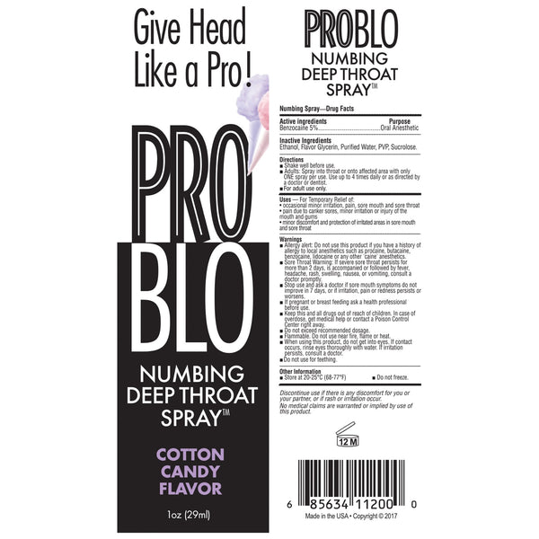 Pro Blo Cotton Candy Numbing Deep-Throat Spray - 1 oz.